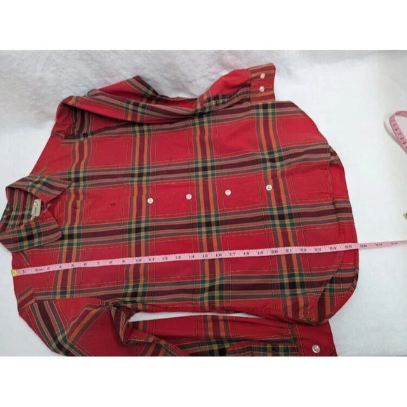 Eddie Bauer Christmas Plaid button up, red green yellow festive women's XS C11 - Picture 8 of 11